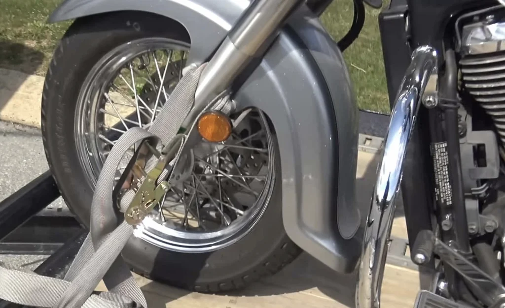 motorcycle towing front wheel
